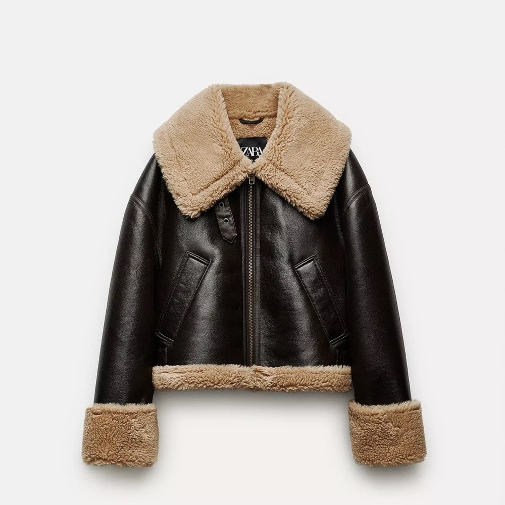Zara Black and Tan Teddy Jacket